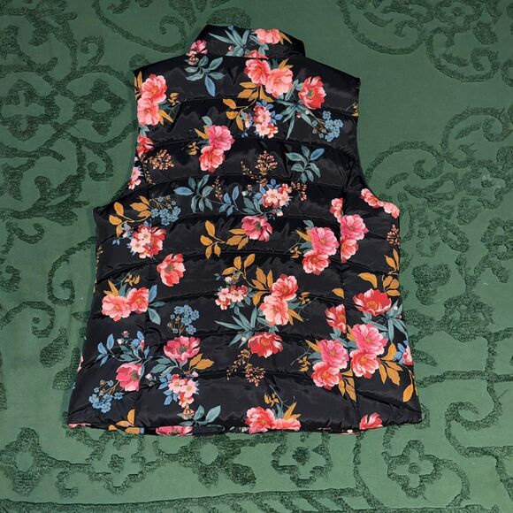 LOFT Floral print puffer vest, Size Large - Picture 2 of 4